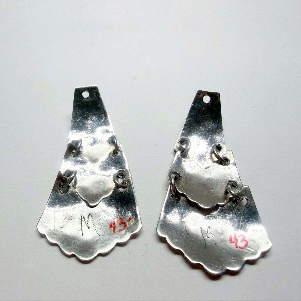 Vintage Hand Crafted Silver Earring Jackets Western Native - Picture 5 of 8